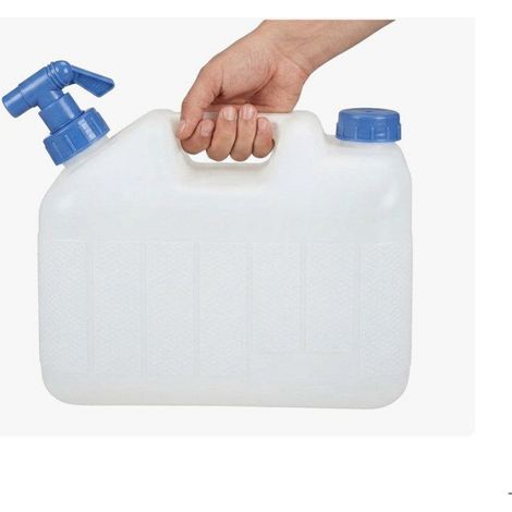 Relaxdays Jerrycan jerricane bidon d’eau robinet bouchon réservoir 10 L sans BPA camping voiture festival, blanc (1/5)