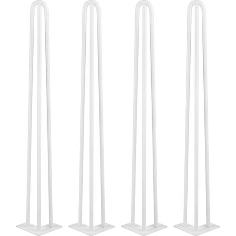 4er Tischbeine Set Hairpin Leg Haarnadelbeine Tischgestell Stahl Tisch weiß 71cm 3 Streben (1/5)