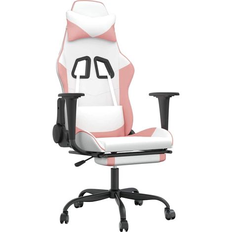 Maison Exclusive - Sedia da Gaming con Poggiapiedi Bianco e Rosa in Similpelle (1/5)