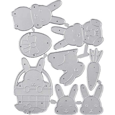 Pochoir de Découpe Métallique Lapin Carotte pour DIY Scrapbooking Album Carte (1/4)
