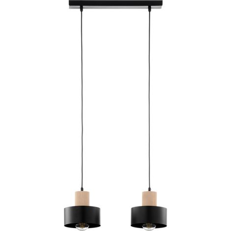 Suspension scandinave RIF WOOD 2xE27 noir et bois Sigma Lighting (1/5)