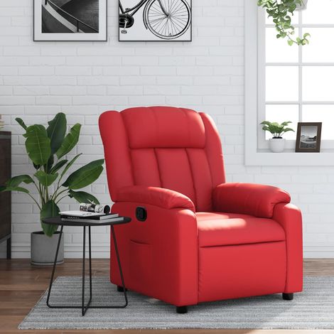 Sillón reclinable de cuero sintético rojo vidaXL (1/5)