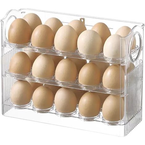 Récipient à œufs pour réfrigérateur, organisateur d'œufs pour réfrigérateur Récipient porte-œufs pour Support de stockage d'œufs pour à 3 couches, pour comptoir de cuis (1/5)