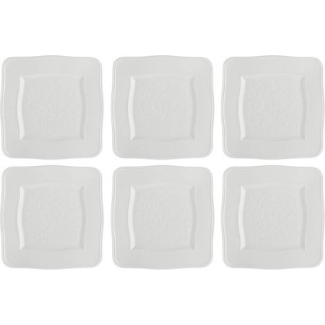 LA PORCELLANA BIANCA Juego de 6 platos cuadrados Florentina - blanco, 20 cm