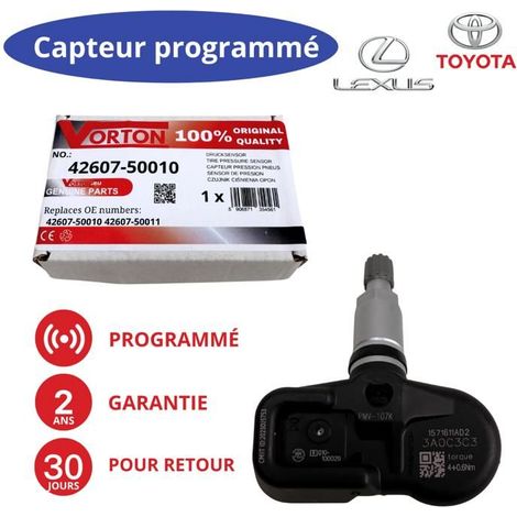 Sensore TPMS preprogrammato 433MHz per Lexus e Toyota (42607-50010/50011/30042)
