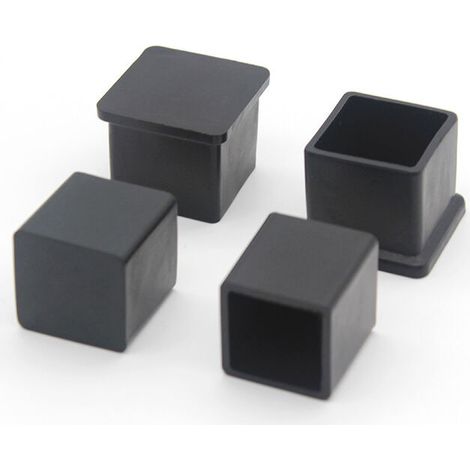 Lot de 10 Embouts de Pieds de Chaise carrés en Caoutchouc antidérapant pour protéger Le Sol des Meubles et des Tables 20 x20 mm, Noir (1/5)