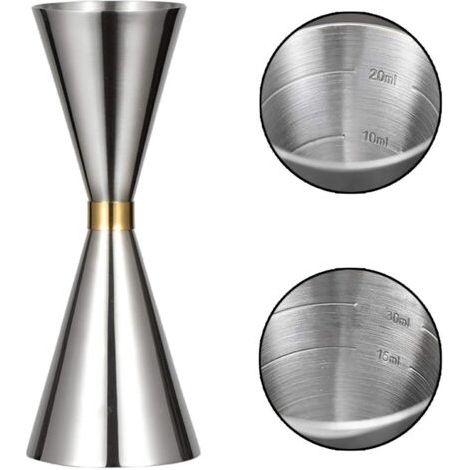 Pair Doseur Cocktail, Doseur à Cocktail Double Face en Acier Inoxydable, Tasse à Mesurer en Argent Pour Barman Professionnel 30 ml x 45 MlVerres Doseurs Coupe