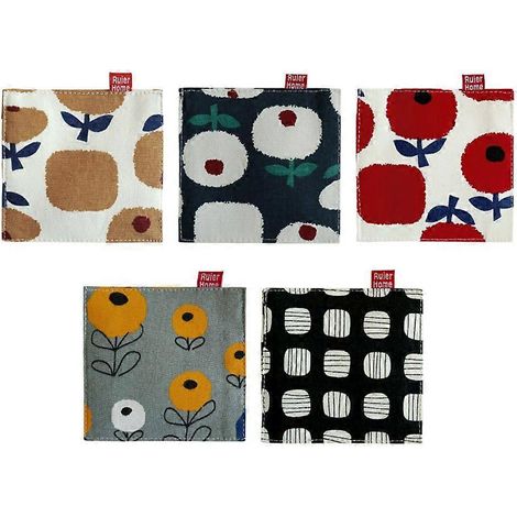 Lot de 5 dessous de verre, dessous de verre, sets de table frais et adorables en tissu (1/4)