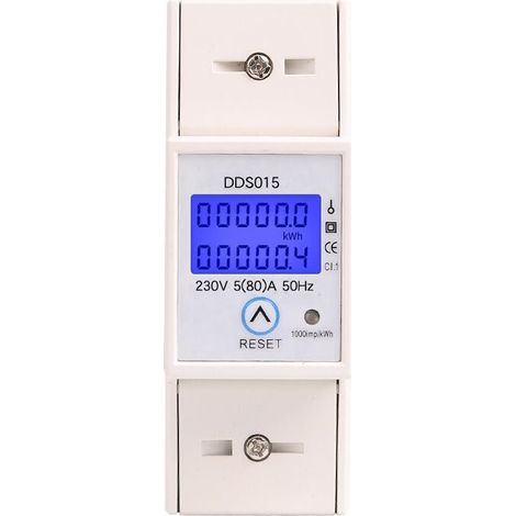 Sous compteur électrique monophasé 80A max modulaire, Simple tarif, Affichage LCD, Remise a zéro partielle (1/5)