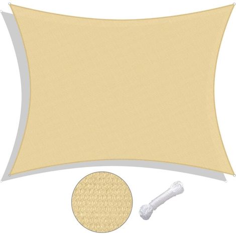 royaluxe -Voile d'ombrage (HDPE) Rectangulaire 2 x 2m Sable Protection des Rayons UV pour Terrasse Camping Extéri Jardin (1/5)