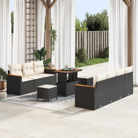 vidaXL Gartensofa-set 10 pcs Schwarz Poly-Rattan (1/5)