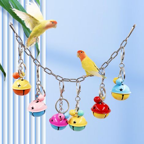 Jouet à clochettes suspendu pour perroquet et oiseau, accessoire d'éveil coloré pour cage d'oiseau (1/5)