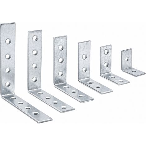 Équerre d'angle de renfort et d'assemblage pour meuble, table et étagère – Acier galvanisé – LPP Argent 20 x 35 mm – Lot de 50 pièces