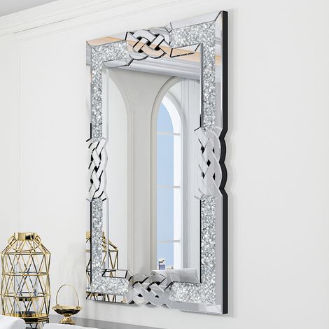 LUVODI Large Bathroom Mirror Wall Mounted 3D Luxury Silver Wall Mirror Modern Artistic Mirror Hallway Decor, Rectangular 90cm x 60cm (1/5)