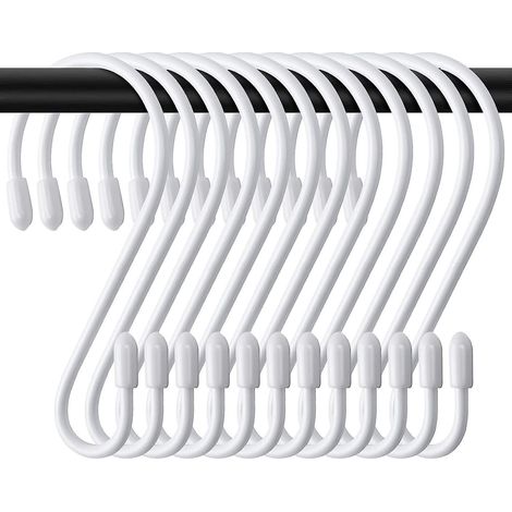 lot De 12 Crochets En S - Blanc - 8 Cm - Petit Crochet De Cuisine - En Mtal - Charge Maximale : 5 Kg - En Forme De S - Pour Tringle Vtements, Cui (1/5)