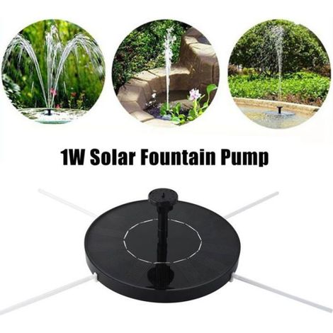 Fontaine solaire 1 W, 5 pouces, 6 buses, barre anti - collision, pompe à eau sur pied, flottante pour bain d'oiseaux, jardin et (1/5)