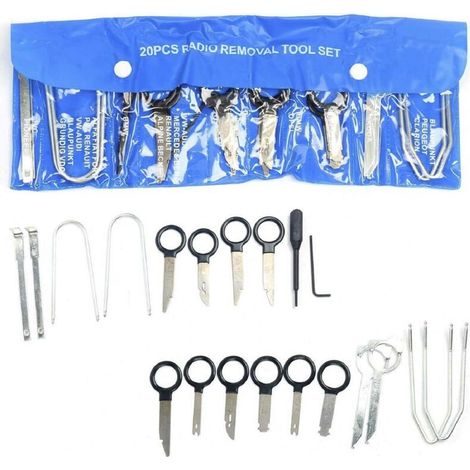20 pièces Outils de démontage d'autoradio Universel Kit démontage Autoradio pour Mercedes-Benz BMW VW Audi