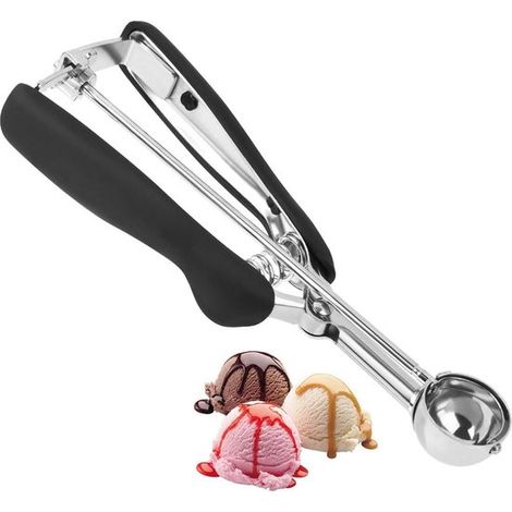 Cuchara para helado de acero inoxidable: una cuchara esférica que se puede utilizar para servir fruta, galletas y batidos. (1/5)
