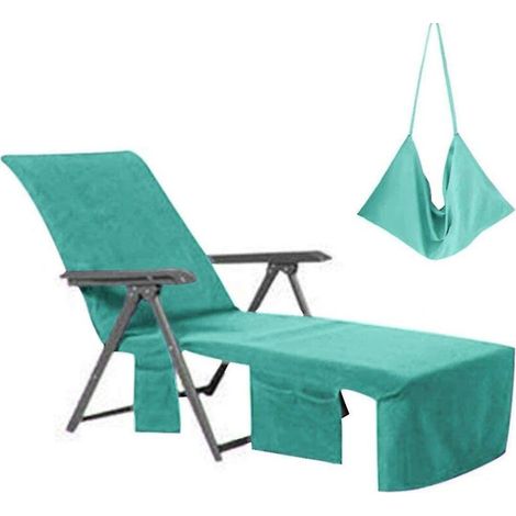 Housse de chaise longue en microfibre, serviette de plage, housse de chaise longue de piscine avec poches pour les vacances et les bains de soleil (1/4)