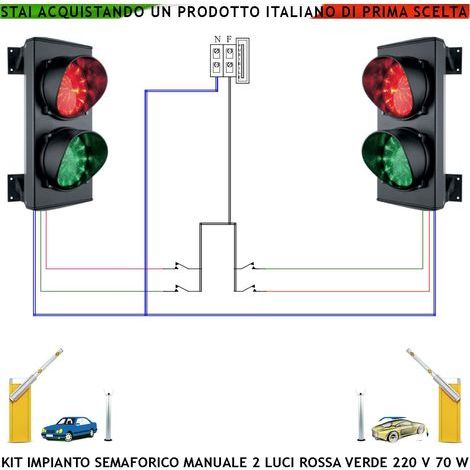 Semaforo Luce Rossa e Verde Funzione Manuale 2 Semafori 24 Led Rossi 24 Led Verdi 230 V 50 Hz 3 W Frontalino Vetro Luce Puntiforme Ø 124 mm IP65 Orientabile 180° Controllo Parcheggio Garage Condominio (1/5)