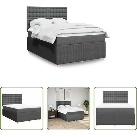 vidaXL Matelas à ressorts ensachés -  Sommier à lattes de lit avec matelas Gris foncé 140x190cm Tissu (1/5)