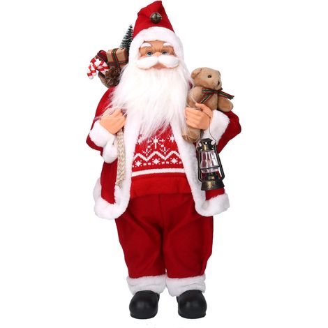 Babbo natale tessuto con regali e lanterna rosso cm30x17,5h60 (1/2)