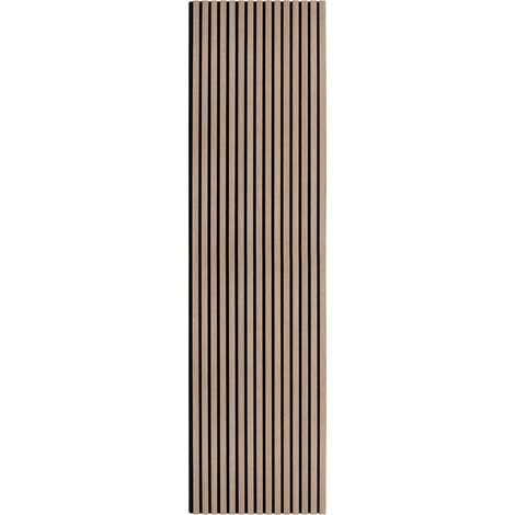 Pannello Fonoassorbente con Doghe Noce Chiaro 3D in Legno Moderno Decorativo per Interni Pareti o Soffitti 2400mm x 600mm Retro in Feltro Assorbimento Acustico Installazione Facile Kit Incluso