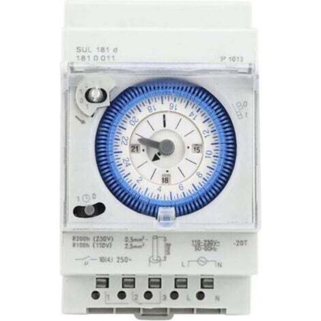 Minuterie analogique avec moteur synchrone et programme journalier, minuterie, 12VAC/DC，16A (1/4)
