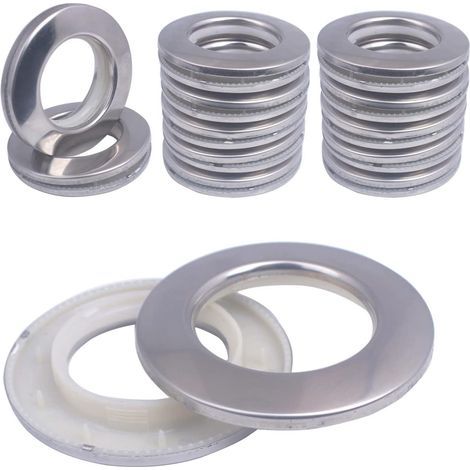 20 Pcs Anneaux Rideaux 2 en 1 en Acier Inoxydable Oeillets Rideaux à Clipser 42mm en Plastique Metal oeillet Rideau Anneaux pour Tringle à Rideau pour Chambre Douche Vestiaire (1/5)