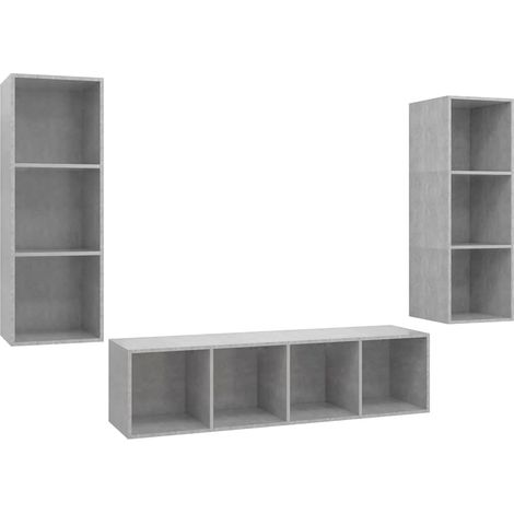 Maison Exclusive - Set Mobili TV 3 pz Grigio Cemento in Legno Multistrato (1/5)