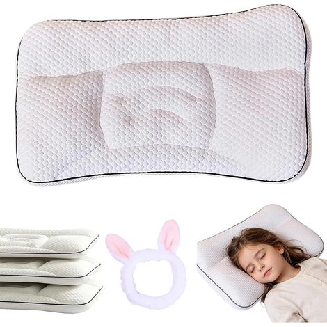 Cuscino ergonomico per bambini con supporto cervicale traspirante, morbido e leggero, ideale per bambini dai 3 anni in su, antiacaro, per bambini da 1 a 18 anni, per dormire, fare pisolini e viaggiare (1/5)