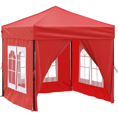 vidaXL Carpa para fiestas plegable con paredes laterales rojo 2x2 m (1/2)