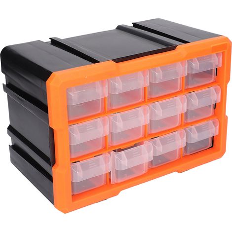 Boîte de Rangement 12 Tiroirs PVC Organiseur de Quincaillerie Empilable Caisse à Outils (1/5)