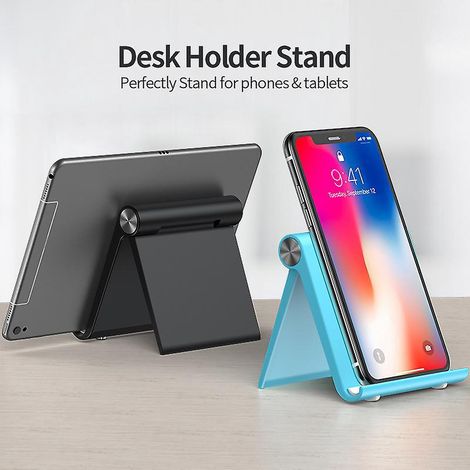 lot De 2 (noir + Bleu) Support De Tlphone Pliable Support De Tlphone Pliable Compatible Avec Iphone 14 Plus Pro Max 13 Mini 12 Galaxy S23 S22 S21 (1/5)
