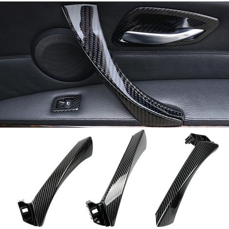 3-teiliges Set kompatibel mit BMW 3er E90 E91 E92 E93: Türgriff innen hinten links und Türgriff innen hinten rechts + Abdeckung außen – Carbonfaser (1/4)