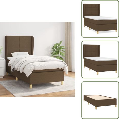 Boxspringbett mit Matratze Dunkelbraun 100x200 cm Stoff - Boxspringbett - Doppelbett - Lattenrost - Bettrahmen - Massivholzbette