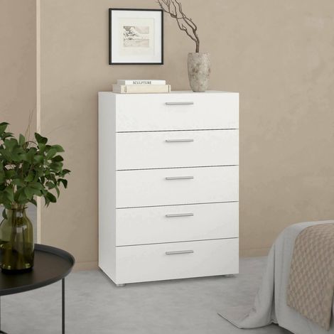 Dmora - Cajonera Haru, Cómoda multiusos, Cómoda de dormitorio, Gabinete con cajones, 70x40 h102 cm, Blanco (1/5)