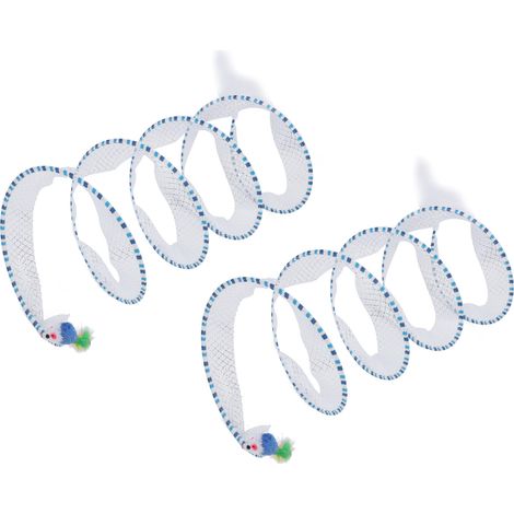 Lot de 2 tunnels pour chats en forme de S pliables et extensibles, avec jouet en peluche latéral pour chats d'intérieur. (1/5)
