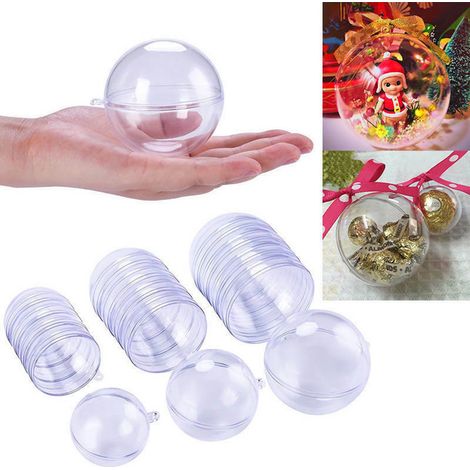 Bolas rellenables transparentes, juego de 15, de plástico colgante con agujero, tamaños 40, 50, 60 mm, superficie lisa, para (1/5)