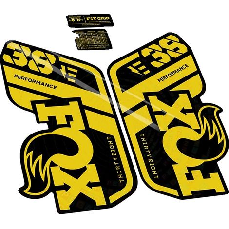 Pegatinas de vinilo de alta calidad, compatibles con horquillas Fox 38 Performance para bicicletas eléctricas, color amarillo 023. (1/2)