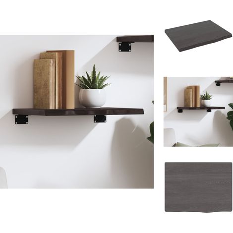 Wandregale - Living Wandregal Dunkelbraun 40x30x2 cm Massivholz Eiche Behandelt (1/5)