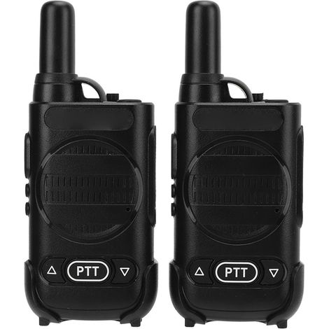 Lot de 2 mini talkies-walkies mains libres bidirectionnels (AC100-240V) pour chantiers et hôtels (prise UE). (1/5)