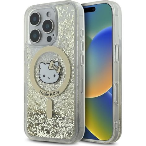 Funda Hello Kitty para iPhone 16 Pro, color blanco y dorado, con MagSafe. (1/5)