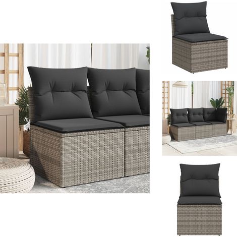 Canapé de jardin sans accoudoirs coussins gris résine tressée - Canapé De Jardin - Mobilier De Jardin - Salon De Jardin - Fauteuil De Jardin - Chaise Longue (1/5)