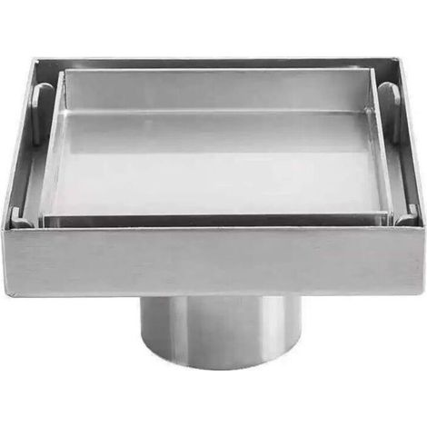 Siphon de sol en acier inoxydable 304 – Drain carré 10x10 cm – Capacité de drainage élevée – Installation facile dans cuisine et salle de bain (1/5)