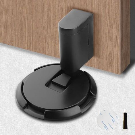 Magnetic Door Stopper, 2025 Upgrade Door Stopper in Brushed Satin Nickel, Invisible Magnetic Door Latch with Adhesive, Heavy Duty Stainless Steel Door Stopper in Black (1/4)