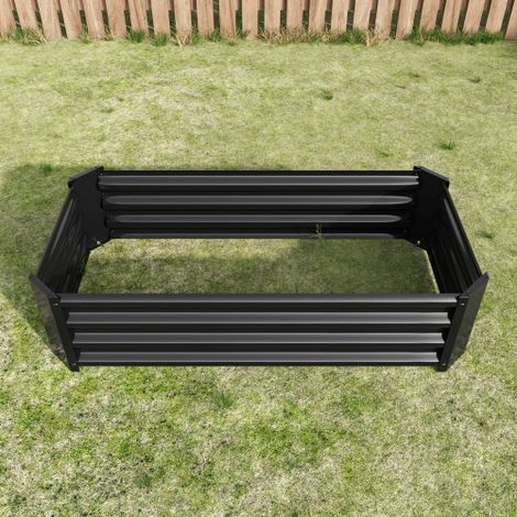 Carré potager surélevé en métal – Bac de culture en acier robuste, antirouille et durable, sans fond, pour légumes, herbes et fleurs, anthracite – Idéal pour une culture saine et hors‑sol (1/5)