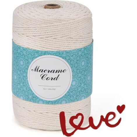 Macramé Rope - Beige - Macramé Rope 3 MM x 300 M - Cotton Cord Natural Macramé Thread DIY Crafts Wall Decoration Plant White Macramé Twine (1/5)