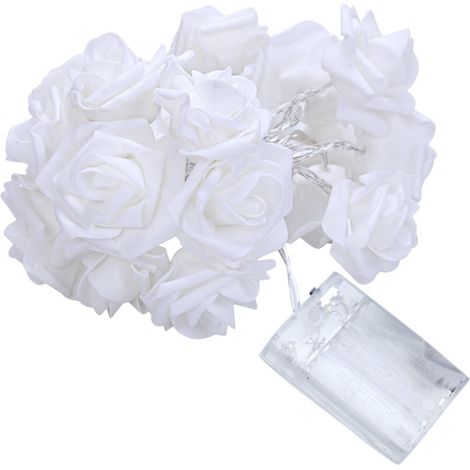 Guirlande Lumineuse - Roses Blanches LED - Lumière Chaude - Fonctionne sur Piles AA - 3 Mètres - 10 Ampoules - Pour Intérieur et Extérieur (1/5)