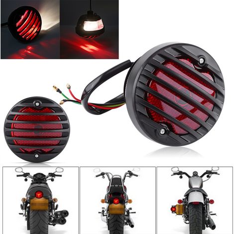 Feu arrière rond noir pour moto Bobber, Chopper, Scooter et ATV (1/5)